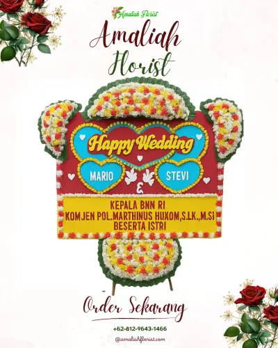 Karangan Papan Bunga Pernikahan di Krampyangan
